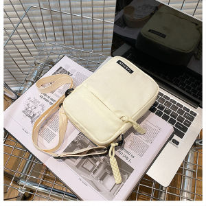 2024 New Womens Mini Canvas Crossbody Bag Vertical Mobile Phone Bag Pure Color Versatile Cute Coin Purse Casual Simple Style