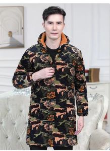 Mens Overclothes Fleece-Lined Thickened Keep Warm Outerwear Fleece-lined Winter Cotton Overclothes Mid Length Long Length Middle-Aged and Elderly Winter