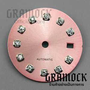 GRAMOCK 20.5 มม.Ladys NH05 สีชมพู Sunburst นาฬิกา Dial Diamond Index วันที่หน้าต่าง Fit NH05 NH06 การเคลื่อนไหวสําหรับ 26 มม.นาฬิกาผู้หญิง Part