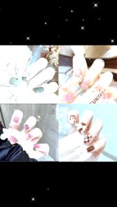 24-Piece Press-On Nail Art Set with Glue Handmade Fake Nails Short/ Long Finger Nails Art Manicure Stickers DIY