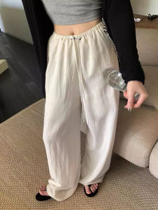 Quần Ống Rộng Bằng Vải Lanh Cotton Mỏng Mùa Hè Cho Bà Bầu Quần Dài Ống Đứng Rộng Rãi Chống Nắng Quần Dài Thường Ngày Cho Phụ Nữ Mang Thai