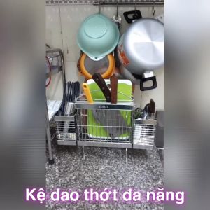 [KM tặng móc treo 304] Kệ dao thớt đa năng 2 ống đũa Inox304 toàn bộ đặc nặng chân có nút cao su êm inoxthanhhuyen Hcm