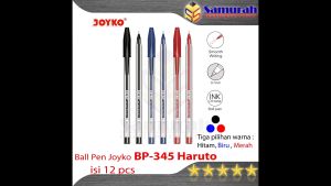 Pulpen Joyko Haruto BP 345 / Ball Pen BP-345 0.7 mm Ballpen Cabut 3 Warna Hitam - Merah - Biru / Bolpen Ekonomis Murah