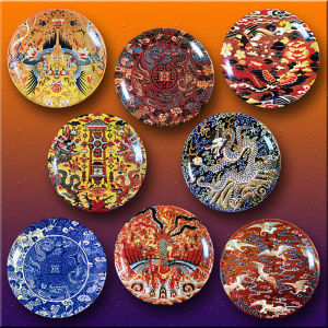 Prosperity Brought by the Dragon and the Phoenix Swing Plate Ceramic Crafts Decorative Tray Hallway Wall-Plate Background Wall Decoration Wall Hanging Blue and White Dragon and Phoenix Hanging Dish