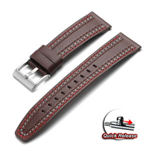 20mm 22mm Leather Watch Band Waterproof Cowhide Wristband for Omega for Seiko for Huawei Watch 3Pro Sport Quick Release Bracelet