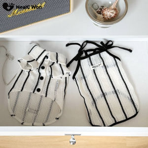 Original HC Pet Clothes Cat Dog Hollow out Holiday Style Shirt Strap Dress Couple Outfit Casual Mixed Fabric Pet Apparel