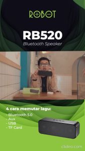 Speaker Bluetooth Robot RB520 Bluetooth 5.0 Portable Audio Wireless Super Bass Stereo Original - Garansi 1 Tahun