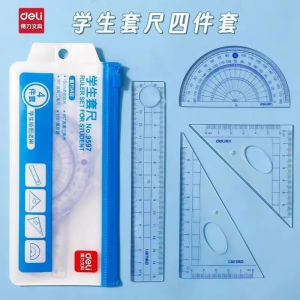 Transparent Acrylic Student Set Square Ruler Triangle Ruler Graduated Ruler Protractor Set of Four Drawing Measurement Tools