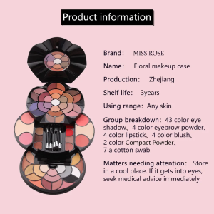 43 Eyeshadows 4 Eyebrow Powders Blush Lipstick 2 Face Powders All-in-One Cosmetic Palette Complete Makeup Kit for Women