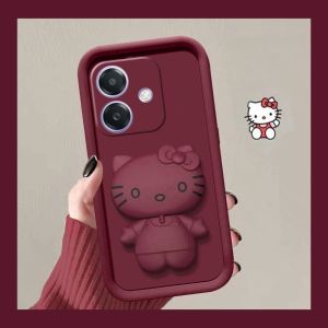 Phone Case OPPO A5 Pro A3X A3 Pro OPPOA5Pro 5G Hellokitty Cartoon Mirror Stand Soft Casing Lens Protection Shockproof Back Cover 2025