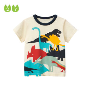27Kids | Summer Short Sleeve Cotton T-Shirt Boys Dinosaur Pattern