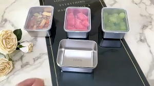 กล่องสแตนเลส (ชุด5 ใบ) กล่องใส่อาหารสแตนเลส พร้อมฝาปิดสนิท กล่องแสตนเลส 304 ขนาดใหญ่ 13.7x11x5.5 CM. จุได้เยอะ ราคาถูก ผลิตจากวัสดุสแตนเลส