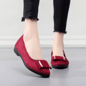 Womens Flat Shoes Soft Bottom Slip-On Spring Autumn New Style Old Beijing Cloth Shoes Fashionable Versatile Mom Flat Shoes Fashionable Square Buckle Single Shoes