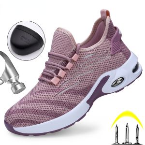 QINHUIZE 2023 New Air Cushion Safety Shoes Women Anti-smash Anti-puncture Men Work Shoes Steel Toe Indestructible Shoes Security Boots