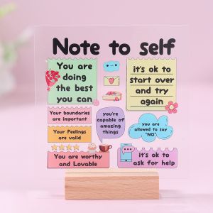 Decorative Sign with Wooden Base Inspirational Acrylic Positive Affirmation Self-love Reminder School Colorful Encouraging Note