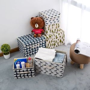 2 ขนาด กล่องใส่ของ กล่องพับได้ กล่องเก็บของอเนกประสงค์ กล่องพับได้มีฝาปิด กันฝุ่น, วางซ้อนได้