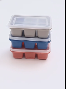 6 Grids Silicone Ice Cube Mold with Lid Stackable Flexible Silicone Ice Cube Trays Food Grade Square Ice Cube Molds Kitchen Refrigerator Frozen DIY Ice Maker Tool
