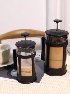 350/600ml Hand-brewed Coffee Maker French Press Coffee Pot Milk Foam Frother Pot with Filter Heat Resistant Borosilicate Glass Brewings Pot Portable Hand Punch Coffee Pot