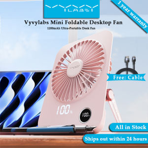 Vyvylabs พัดลมตั้งโต๊ะ D11 1200มิลลิแอมป์ต่อชั่วโมงพัดลมเล็กแบบพกพาพร้อมที่วางโทรศัพท์สำหรับสำนักงานกลางแจ้งในบ้านรถยนต์เดสก์ท็อประบายความร้อนฤดูร้อน