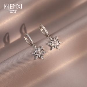 WENXI | Đôi Bông Tai Tinh Tế Hình Tuyết Bạc Mùa Đông