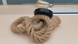 Pendant Light Vintage Hemp Rope E27 Plug American Industrial Single Chandelier 100cm Hemp Rope Ceiling Light for Farmhouse Restaurant Bar Home Decoration