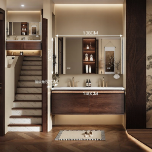 DIPURUI | Song Style Aesthetic Red Oak Bathroom Vanity Set Traditional Chinese Villa Customized