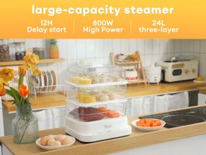 Tixx 35L Electric Steamer For Siomai Timer Egg Boiler Cooker 3 Layers Stainless Large-Capacity Multifunctional