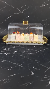 Tempat Roti Kue Saji Dengan Penutup Motif Linning Gold Fiorenza LGM-578