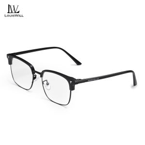 LouisWill Men Women TR90 Non-Prescription Glasses Anti Blue Light Flat Mirror Eyewear Can Be Paired With Myopia Gasses Half Frame Design Outdoor Travel Men Trendy
