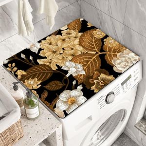 vikama Yellow Daisy Flowers Washer Dryer Dust Cover Creative Washing Machine Dust Cover Pad Fast Drying Absorbent Protector Mat