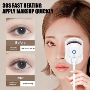 USB Rechargeable Electric Eyelash Curlers with 2 Level Temp Portable Heated Eyelashes Curler Electric Heated Eyelash Curler Comb Thermal Eyelash Curler Makeup Tools