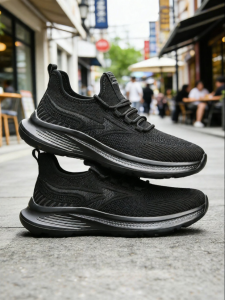 Josiny | Black Thick Sole Breathable Stylish Casual Summer Shoes