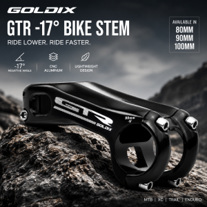 GOLDIX GTR CNC Aluminum Alloy Bike Stem -17 70/80/90/100mm Lightweight 31.8mm Handlebar Stem for MTB Road BMX Bicycle Parts