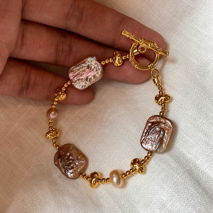 CAFFTI | Natural Baroque Light Purple Cube-shaped Genuine Pearl Bracelet