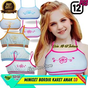 12Pcs Miniset Anak Perempuan Karakter Karet Bordir-Anak Cewek ABG SD Kelas 4-6 Usia 6-12 Tahun