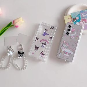 Sanrio | Transparent Hinge Protection Phone Case For Samsung Galaxy Z Fold 8 7 6 5 4 Z Fold 7 Hard PC Shockproof Cover Kuromi Cinnamoroll
