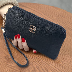 กระเป๋าถือแบบหนัง PU สำหรับผู้หญิง กระเป๋าใส่โทรศัพท์มือถือแบบเรียบง่าย ลายลิ้นจี่ กระเป๋าใส่เหรียญแบบยูนิเซ็กซ์ กระเป๋าถือสุดเท่