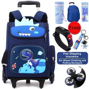 New Waterproof Six-wheeled Climbing Removable School Bag