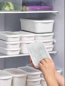 【Ready Stocks】Japanese Style White Sealed Refrigerator Storage Box Refrigerator Preservation Container Kitchen Food Storage Boxs