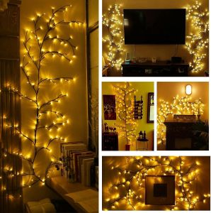 [Vodool Home Mall] 48/72/96/144 LED Vine Tree Branch Lights 8 Modes Wall Decoration Vine Lights Tree Branch Lamp for Desktop Wall Party Home Decoration