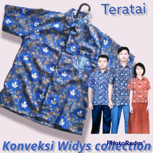 Baju kemeja batik siswa seragam sekolah anak nasional Madrasah TK PAUD SD SMP SMA MI MTS NEGERI SWASTA motive Teratai lengan panjang / pendek TERBARU