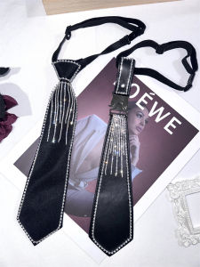 ผ้าพันคอผู้หญิงแบบผูกไม่ได้ ทำมือ ริบบิ้นประดับเพชรสีดำ สไตล์นักศึกษา ผ้าพันคอผู้หญิงแบบลำลอง ผ้าฝ้ายโพลีเอสเตอร์