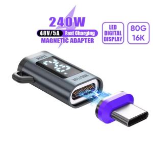 240W Magnetic Digital Display Adapter Type-C to Type-C 16K 80Gbps 5A Fast Charging Converter Thunderbolt 5 for IPhone17 MacBook