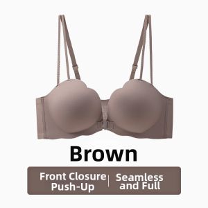 Yuzhaolin | Front Fastening Gather Bra with Fine Shoulder Straps Small Breasts Lifting and Shaping Seamless Summer Wear