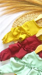 Akmal Fashion Baju Gamis Anak Muslim Variasi Lengan Panjang Renda di Lengan Cringkle Airflow Motif Kode 26