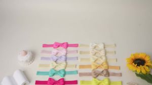 Kids Bows Headband 5-10PCS Solid Color Ribbon Bowknot Headband for Girls New Headwear Elastic Hair Bands Infant Headdress