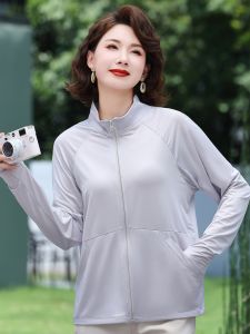 น้ำหนักเบา ระบายอากาศได้ดี ผู้หญิง เสื้อผ้าป้องกันแสงแดดกลางแจ้ง ทันสมัย ฤดูร้อน แจ๊กเก็ต มีสไตล์ แม่วัยกลางคน เสื้อโค้ท