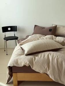 ENXING | Bộ Drap Giường Jacquard Đan Màu