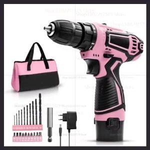 OLOEY | Máy Khoan Điện Mini Màu Hồng 25+1 Mô-men Xoắn Không Dây Dụng Cụ Điện Cầm Tay Dùng Để Đánh Bóng Kim Loại Mài - Dụng Cụ Tháo Lắp Cầm Tay