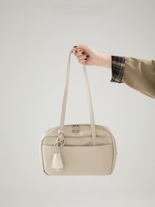 Dotlyn Large Capacity Soft Leather Boston Bag Lychee Pattern Commuter Shoulder Bag Womens Underarm Bag Casual Zipper Closure